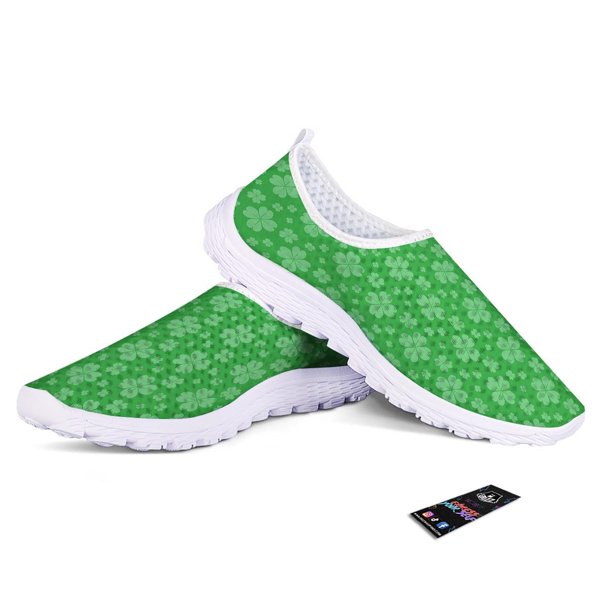 St. Patrick's Day Shamrock Leaf Print Pattern Nurse Shoes-grizzshop