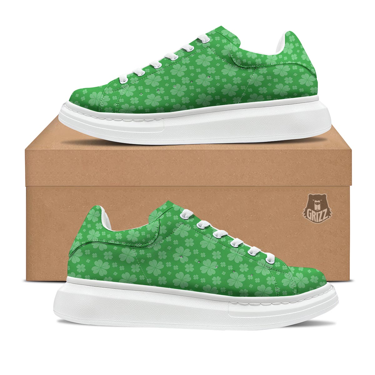 St. Patrick's Day Shamrock Leaf Print Pattern Platform Shoes-grizzshop