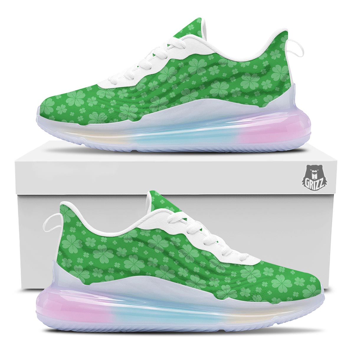 St. Patrick's Day Shamrock Leaf Print Pattern Running Sneakers-grizzshop