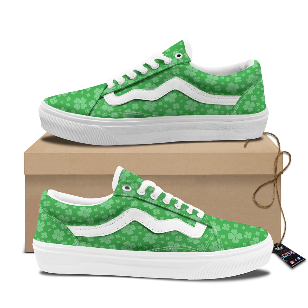 St. Patrick's Day Shamrock Leaf Print Pattern Skate Shoes-grizzshop