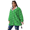 St. Patrick's Day Shamrock Leaf Print Pattern Women's Sherpa Jacket-grizzshop