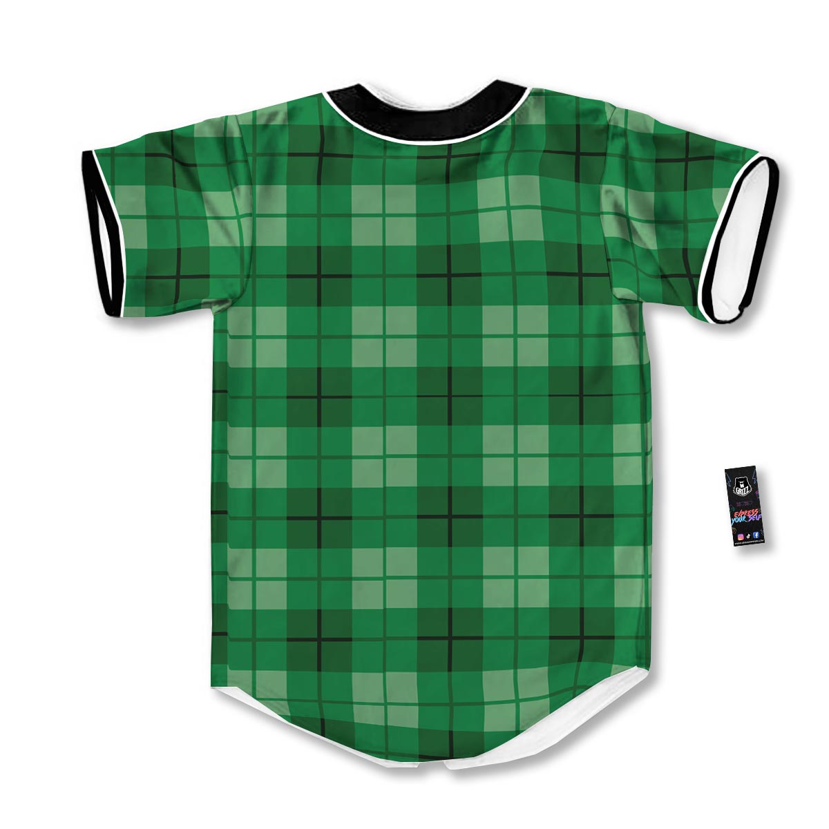 St. Patrick's Day Shamrock Plaid Print Pattern Baseball Jersey-grizzshop