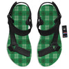 St. Patrick's Day Shamrock Plaid Print Pattern Black Open Toe Sandals-grizzshop