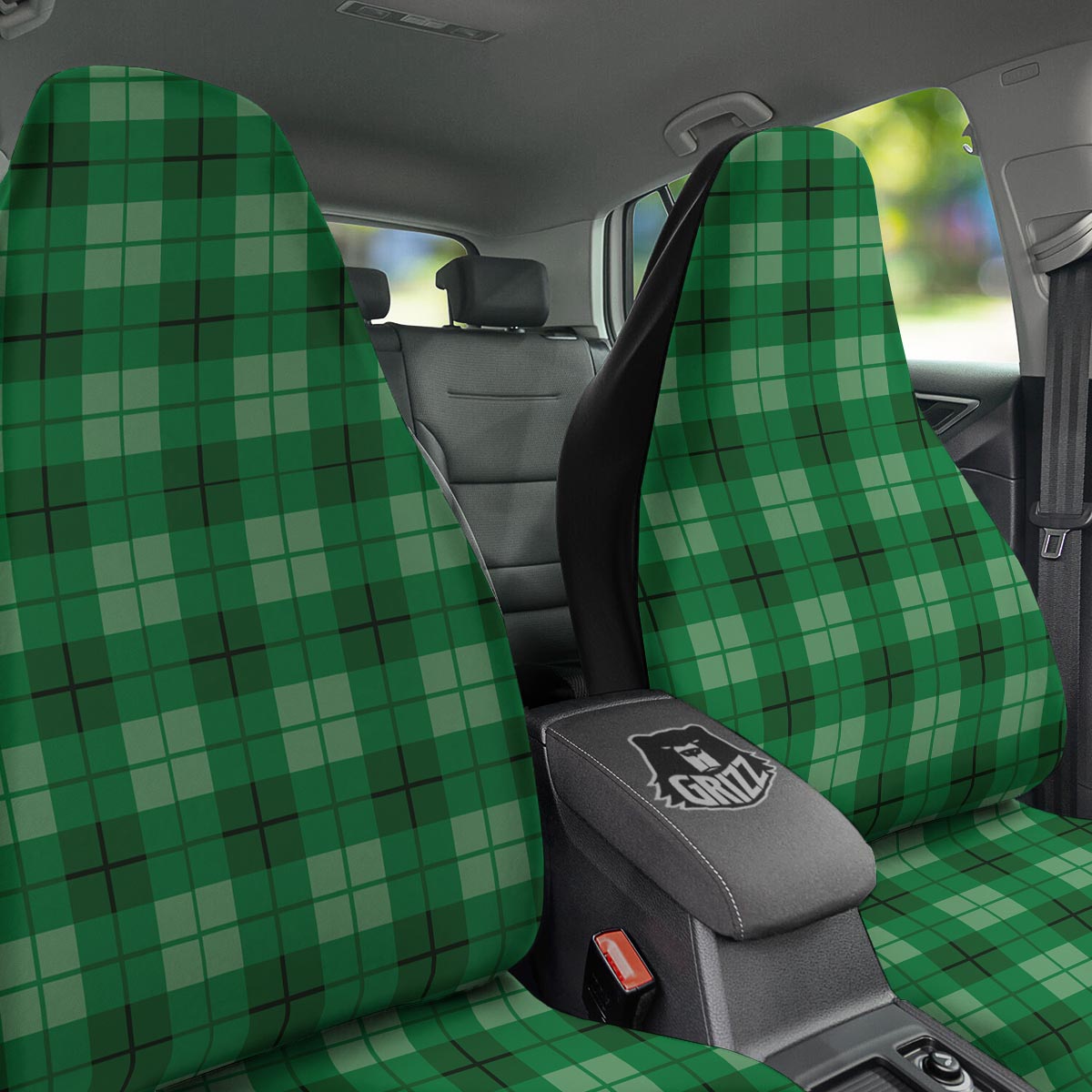 St. Patrick's Day Shamrock Plaid Print Pattern Car Seat Covers-grizzshop