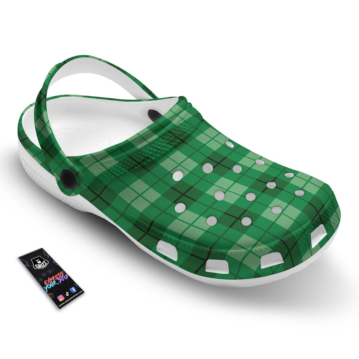 St. Patrick's Day Shamrock Plaid Print Pattern Clog-grizzshop