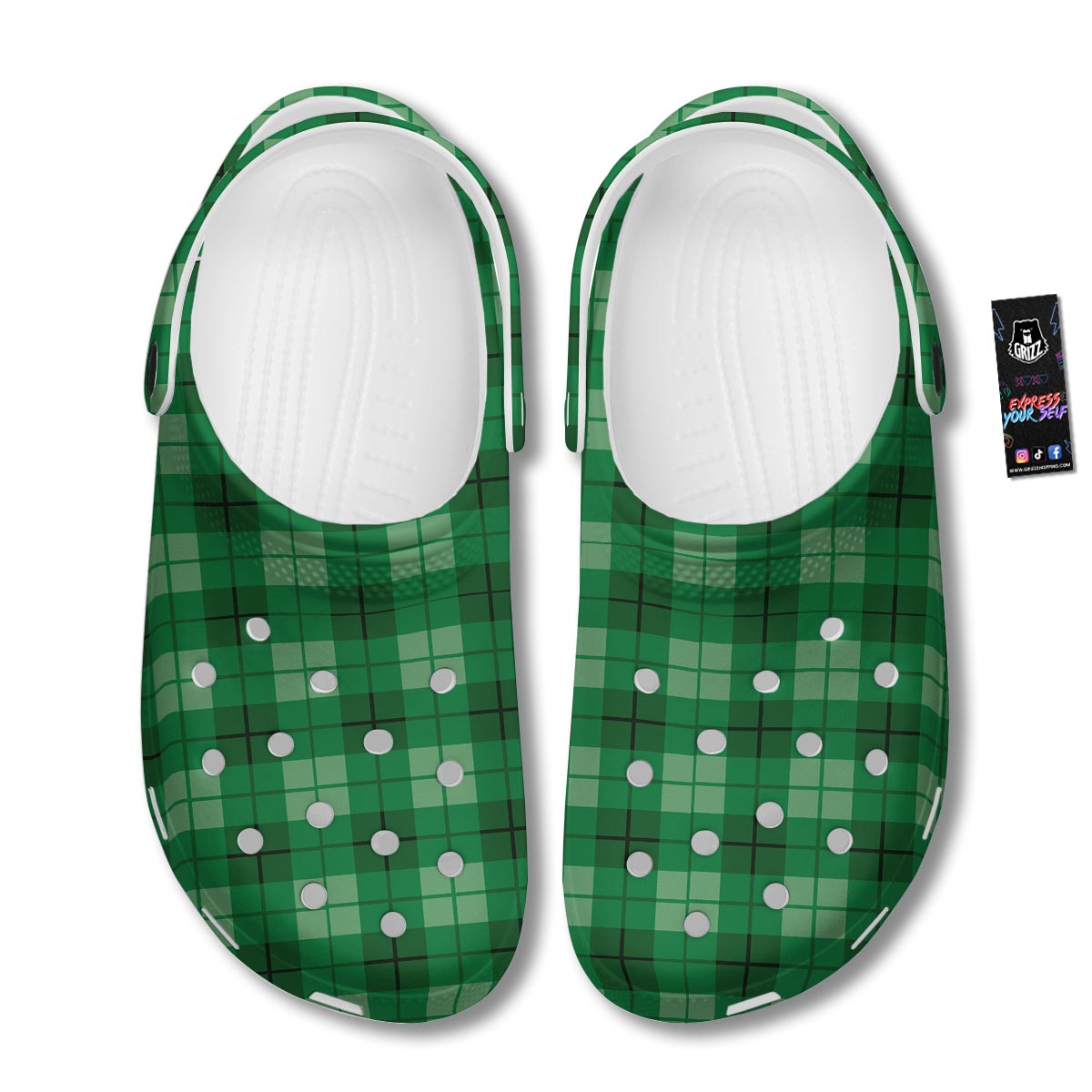 St. Patrick's Day Shamrock Plaid Print Pattern Clog-grizzshop