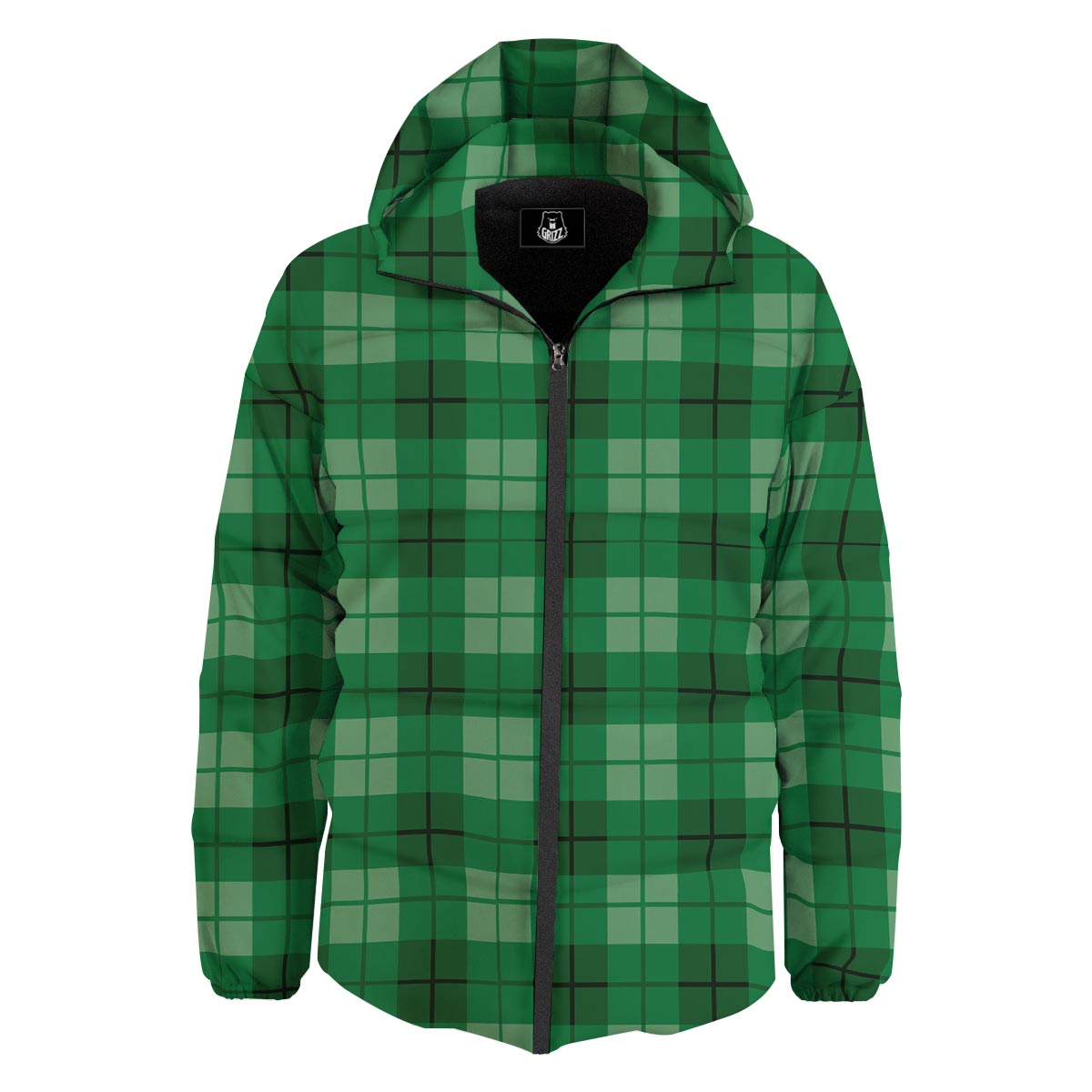 St. Patrick's Day Shamrock Plaid Print Pattern Down Jacket-grizzshop