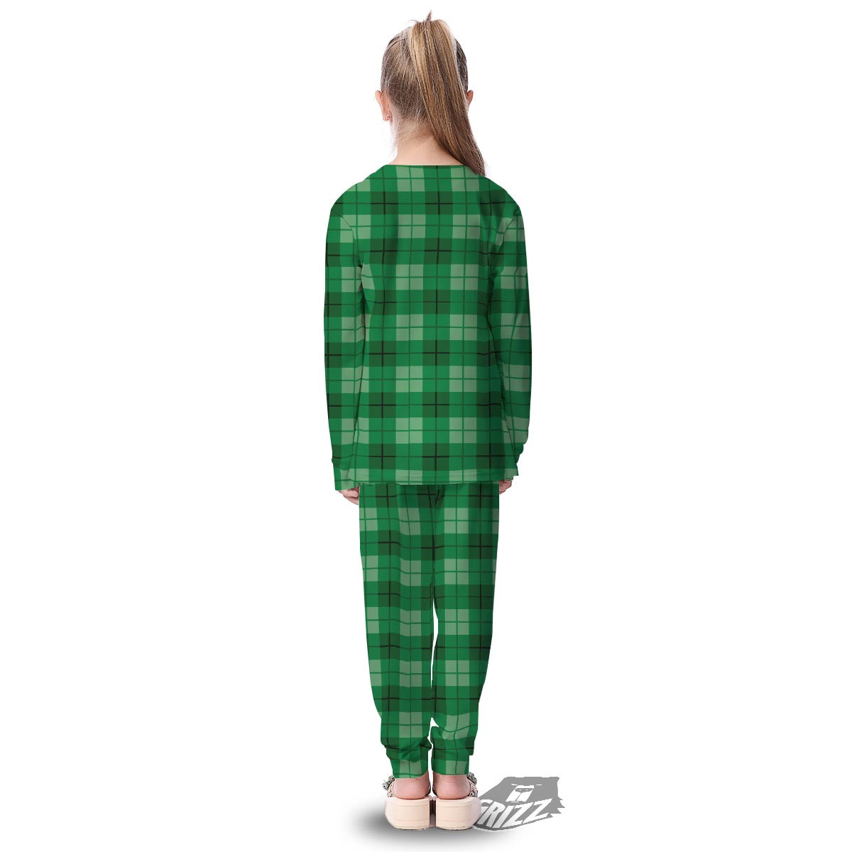 St. Patrick's Day Shamrock Plaid Print Pattern Kid's Pajamas-grizzshop