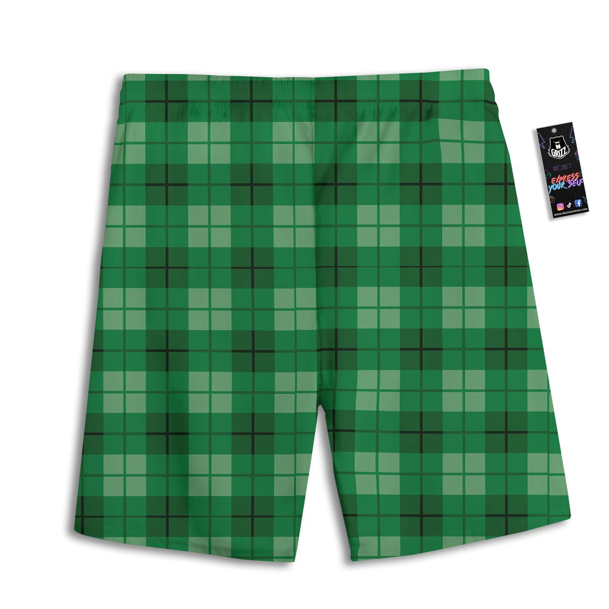 St. Patrick's Day Shamrock Plaid Print Pattern Men's Athletic Shorts