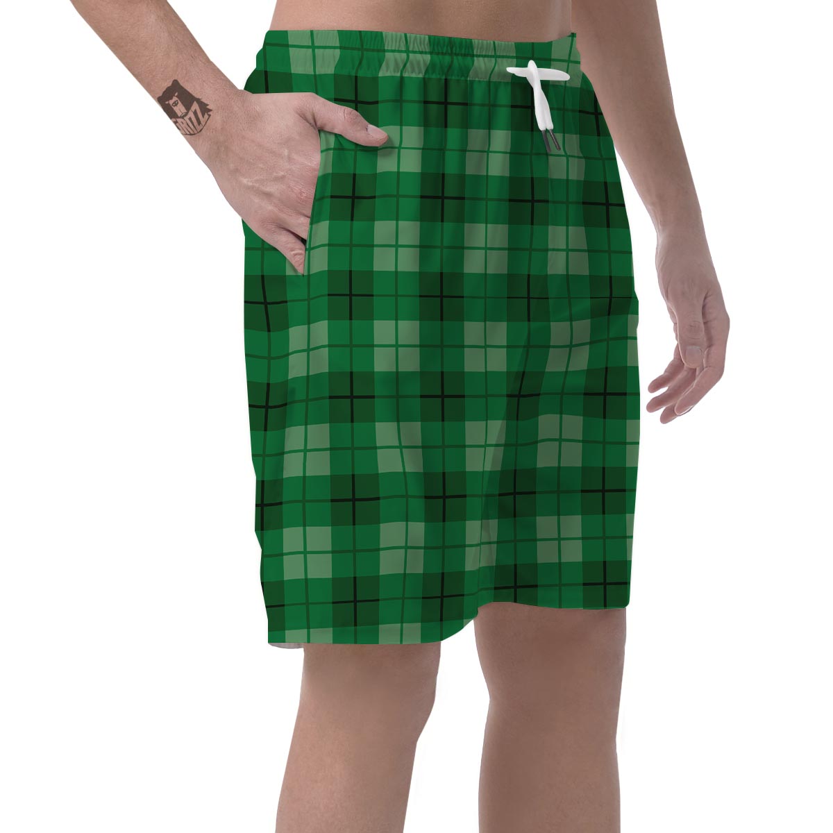 St. Patrick's Day Shamrock Plaid Print Pattern Men's Shorts-grizzshop