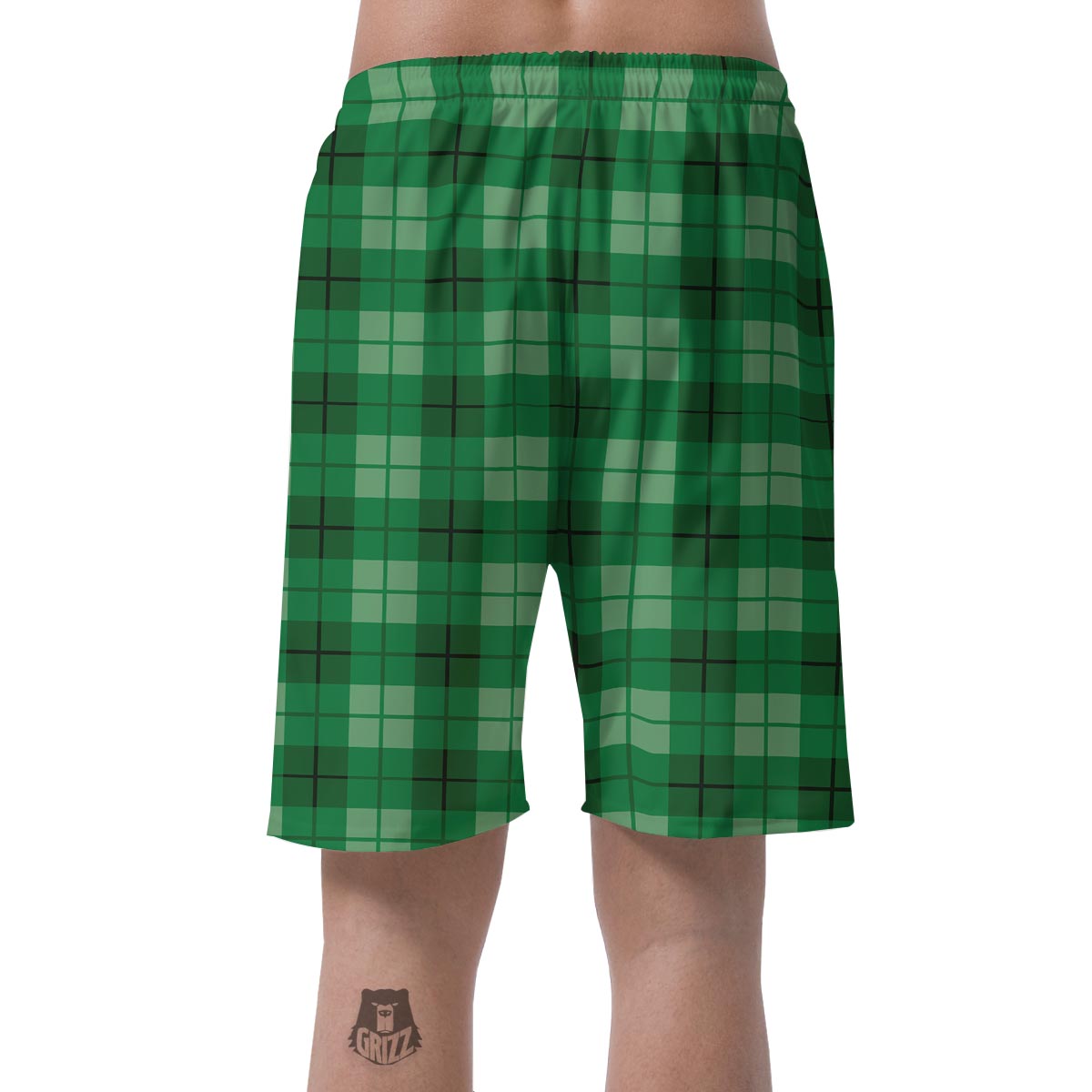 St. Patrick's Day Shamrock Plaid Print Pattern Men's Shorts-grizzshop