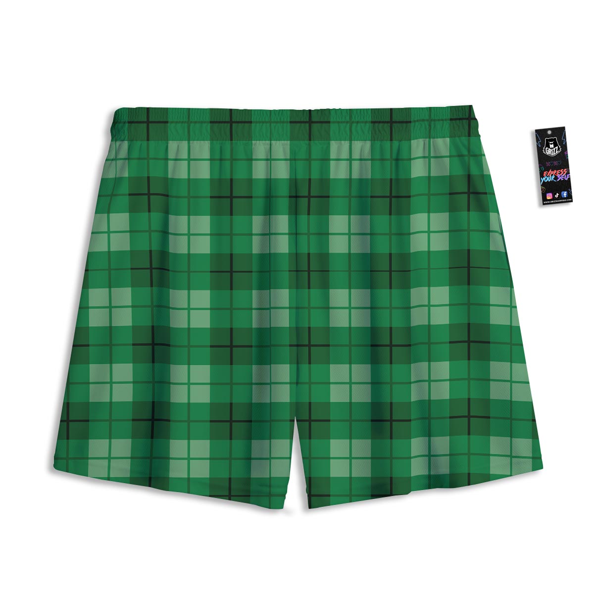 St. Patrick's Day Shamrock Plaid Print Pattern Mesh Shorts