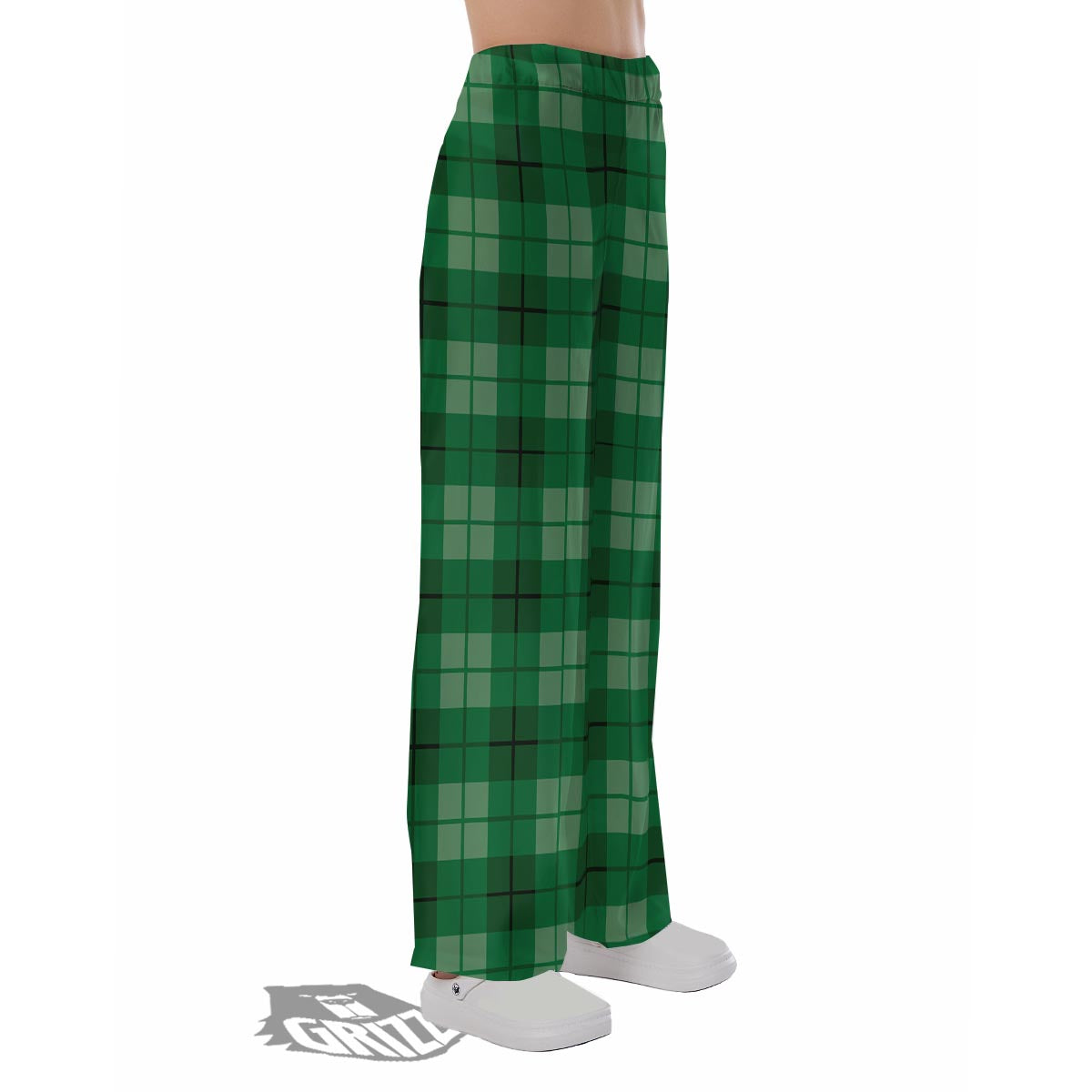 St. Patrick's Day Shamrock Plaid Print Pattern Pajama Pants-grizzshop