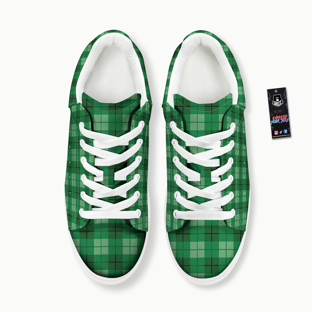 St. Patrick's Day Shamrock Plaid Print Pattern Platform Shoes-grizzshop