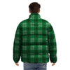 St. Patrick's Day Shamrock Plaid Print Pattern Puffer Jacket-grizzshop