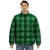 St. Patrick's Day Shamrock Plaid Print Pattern Puffer Jacket-grizzshop