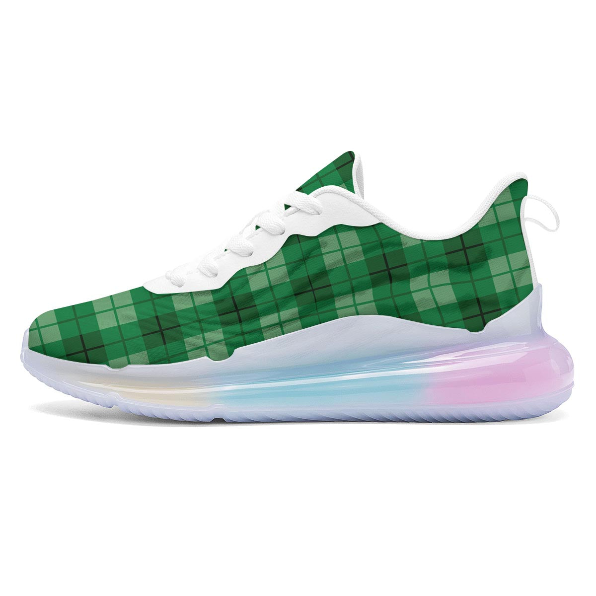 St. Patrick's Day Shamrock Plaid Print Pattern Running Sneakers-grizzshop