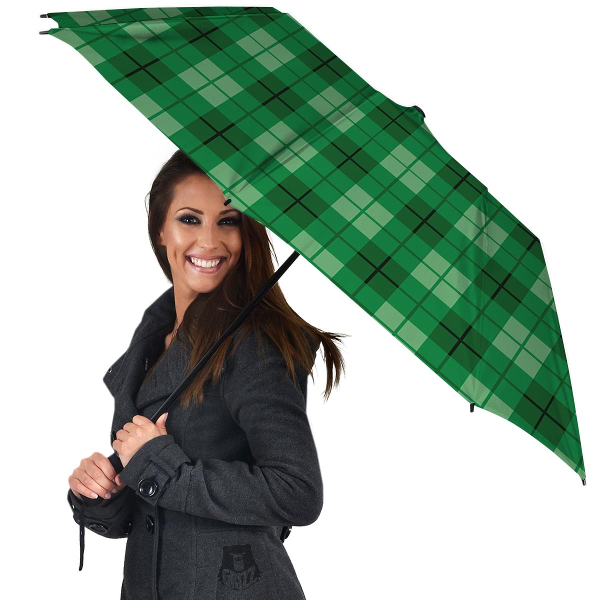 St. Patrick's Day Shamrock Plaid Print Pattern Umbrella-grizzshop