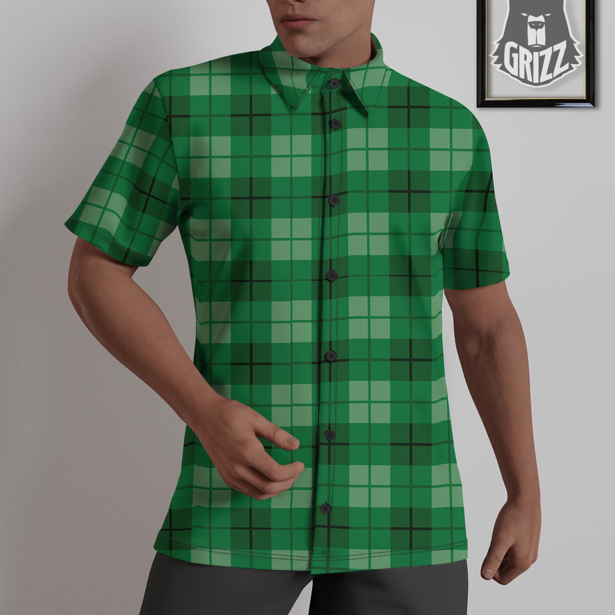 St. Patrick's Day Shamrock Plaid Print Pattern Untucked Shirts-grizzshop