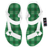 St. Patrick's Day Shamrock Plaid Print Pattern White Open Toe Sandals-grizzshop