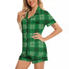 St. Patrick's Day Shamrock Plaid Print Pattern Women Silk Pajamas-grizzshop