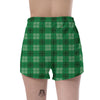 St. Patrick's Day Shamrock Plaid Print Pattern Women's Shorts-grizzshop