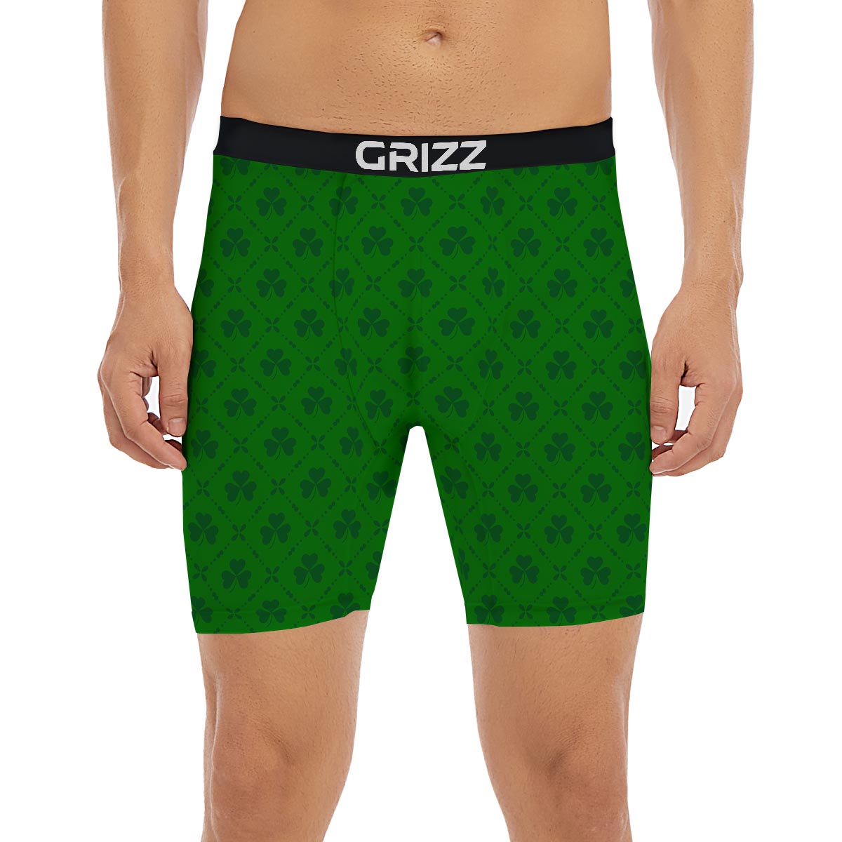 St. Patrick's Day Shamrock Print Pattern Boxer Briefs-grizzshop