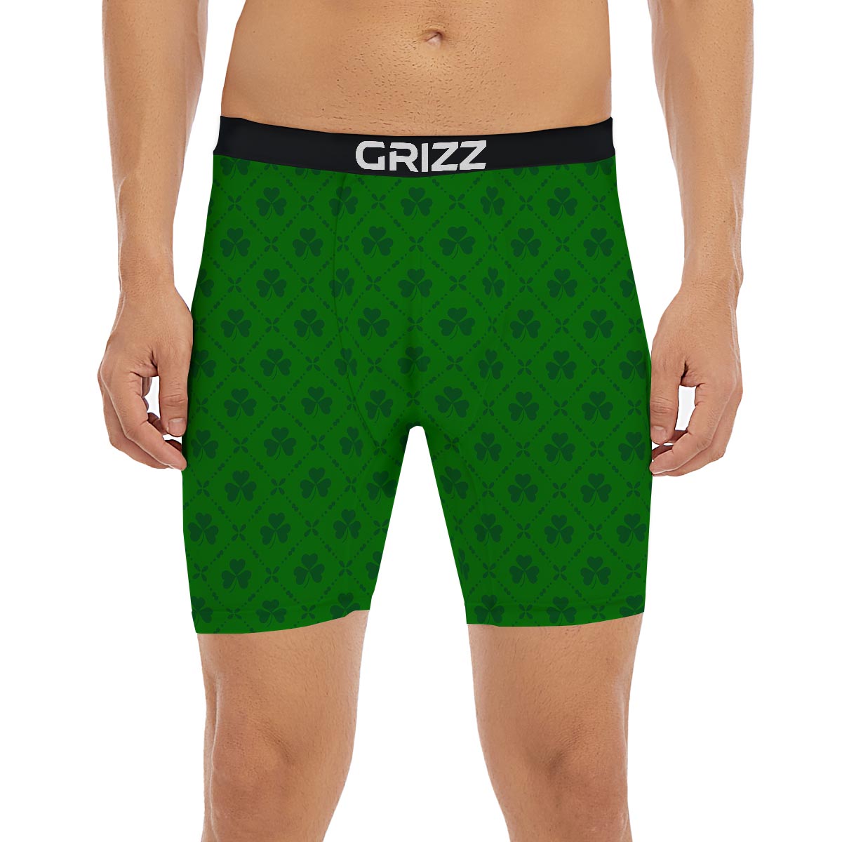 St. Patrick's Day Shamrock Print Pattern Boxer Briefs-grizzshop