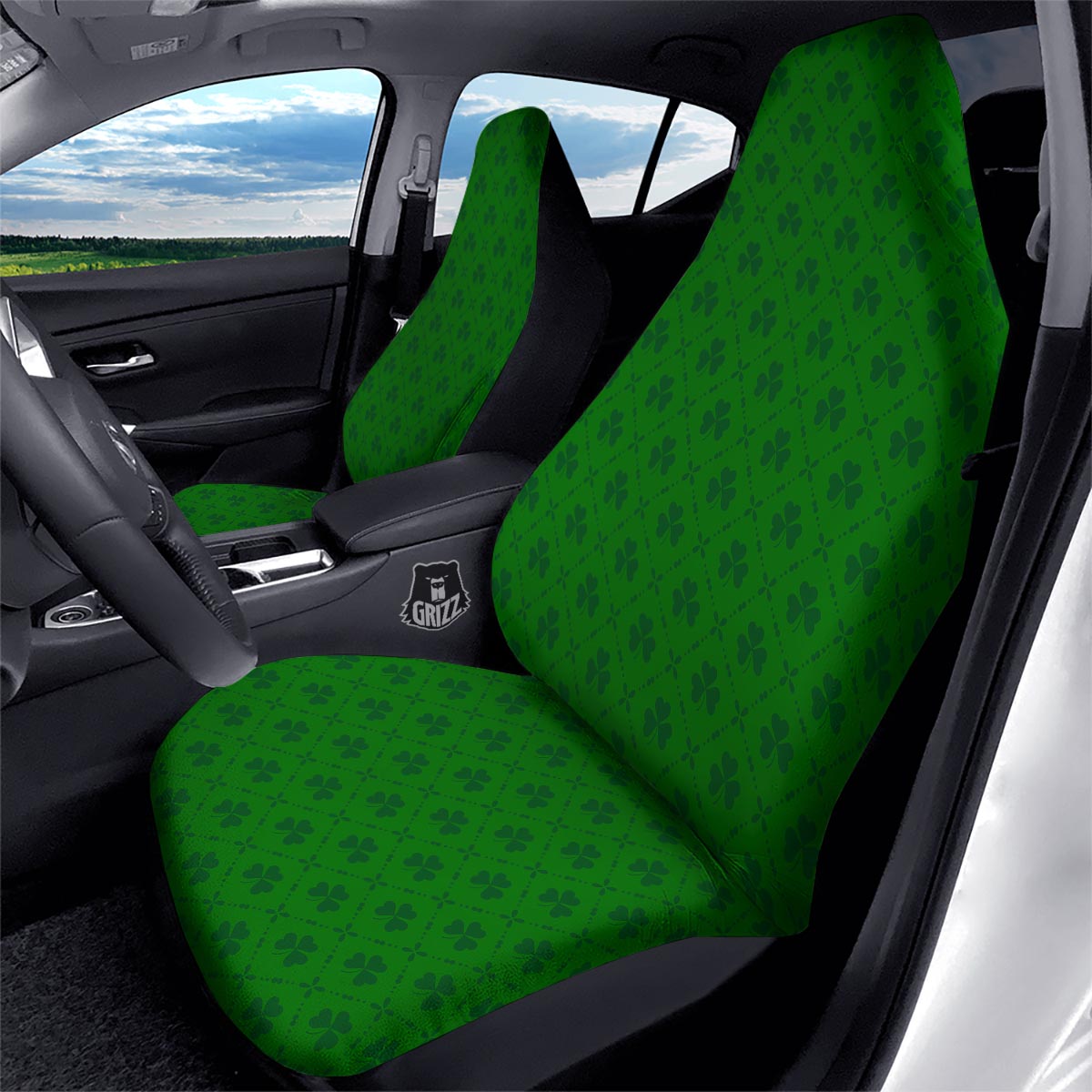 St. Patrick's Day Shamrock Print Pattern Car Seat Covers-grizzshop