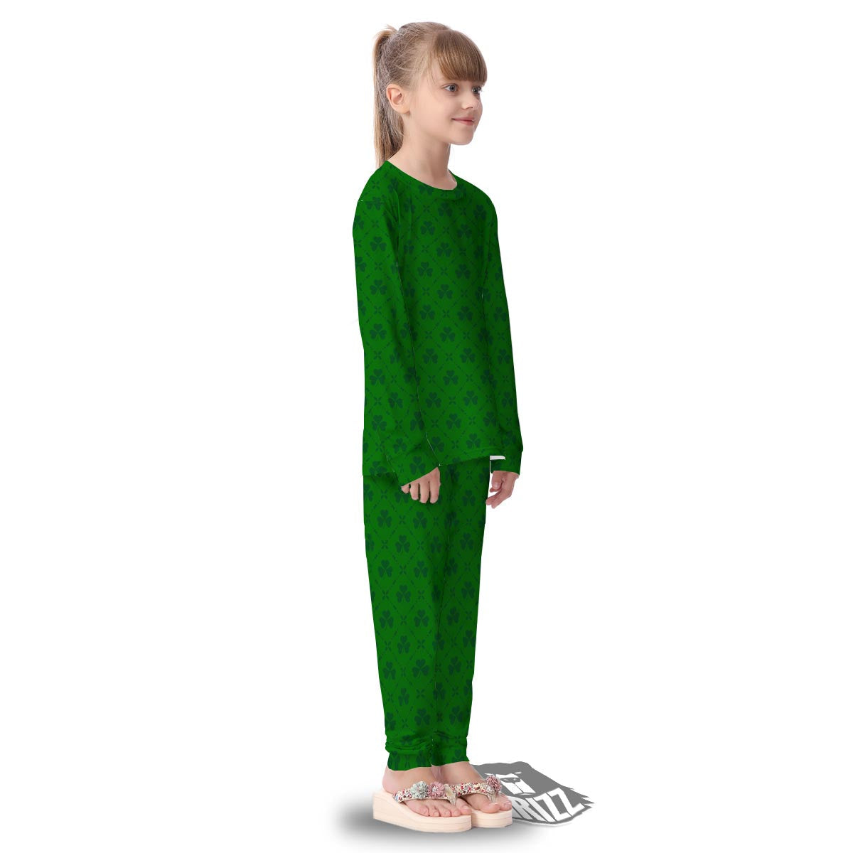 St. Patrick's Day Shamrock Print Pattern Kid's Pajamas-grizzshop