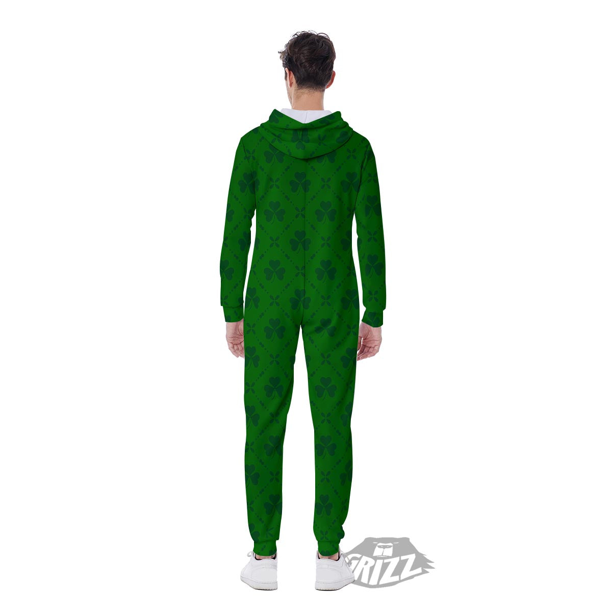 St. Patrick's Day Shamrock Print Pattern Men's Jumpsuit-grizzshop