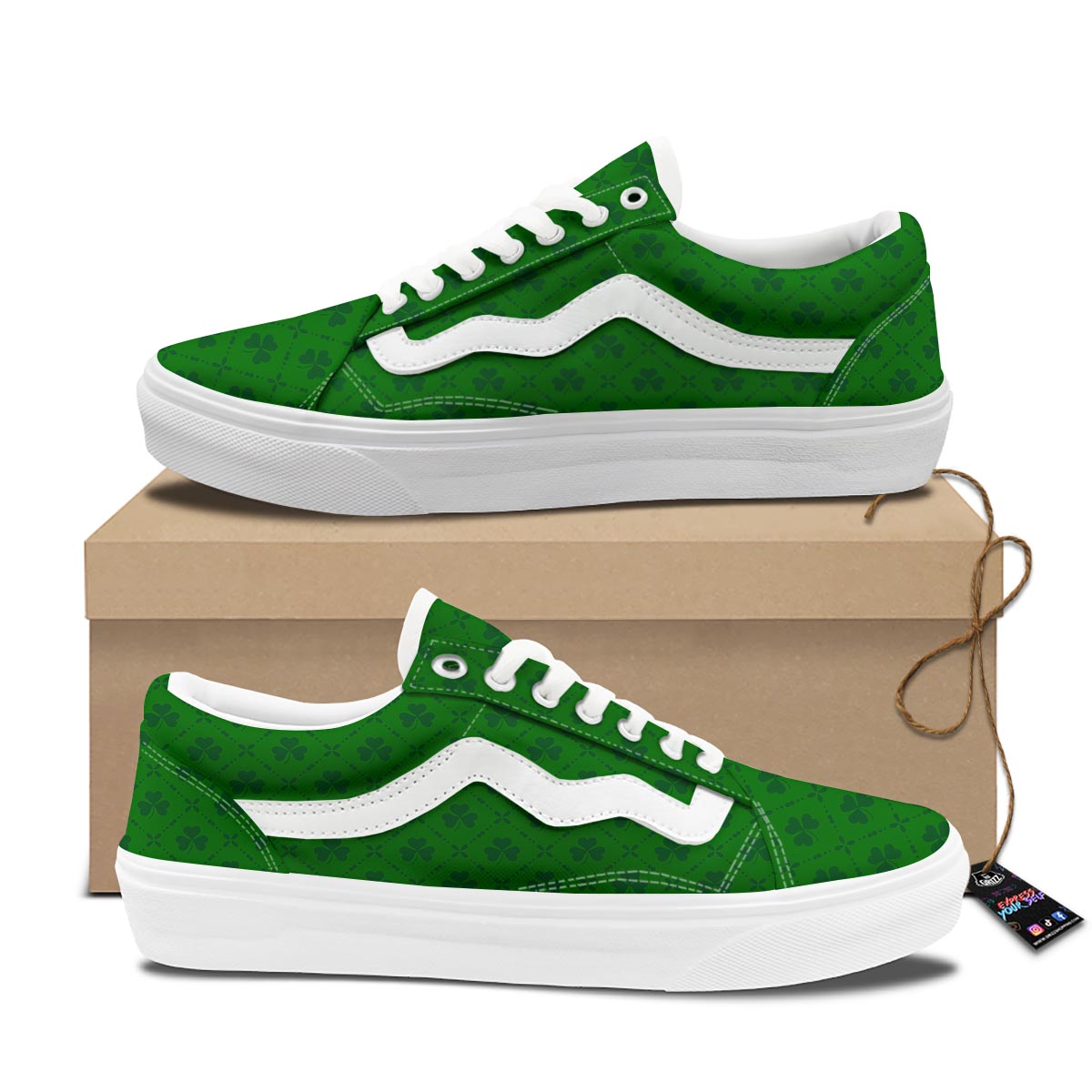 St. Patrick's Day Shamrock Print Pattern Skate Shoes-grizzshop