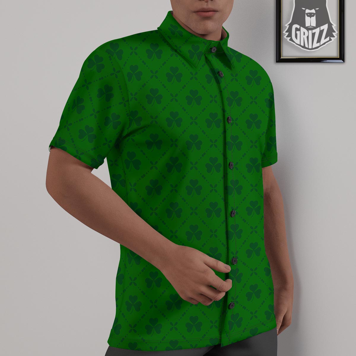 St. Patrick's Day Shamrock Print Pattern Untucked Shirts-grizzshop