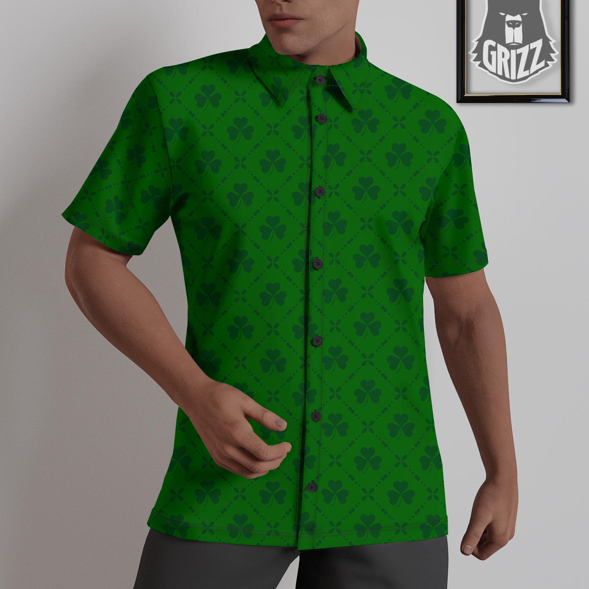 St. Patrick's Day Shamrock Print Pattern Untucked Shirts-grizzshop