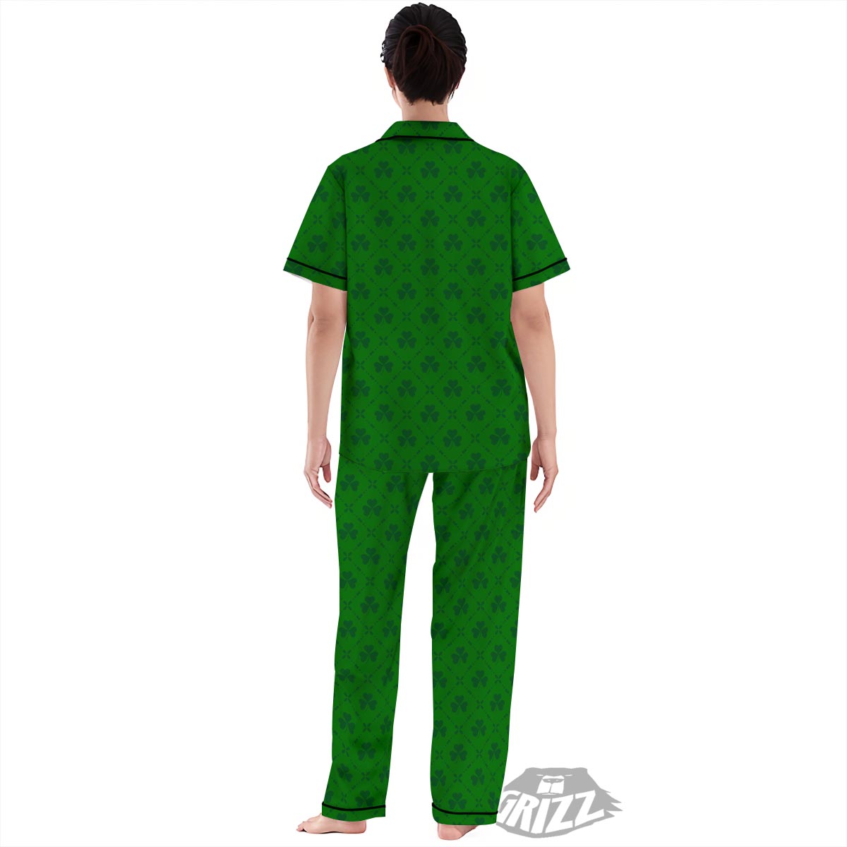 St. Patrick's Day Shamrock Print Pattern Women's Pajamas Set-grizzshop