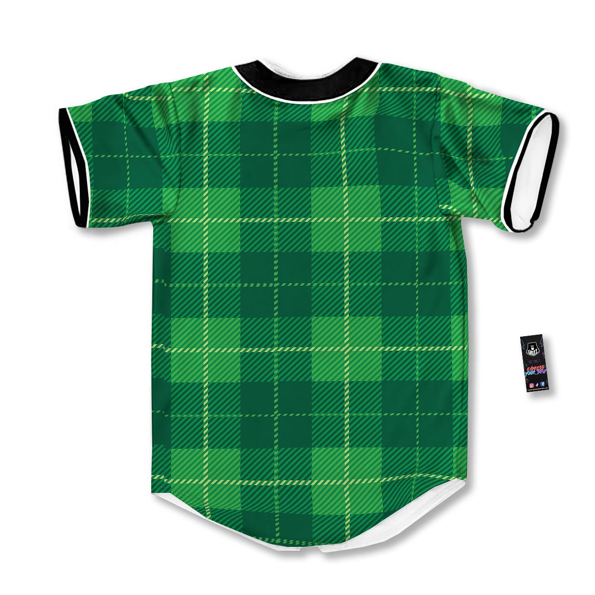 St. Patrick's Day Shamrock Tartan Print Pattern Baseball Jersey-grizzshop