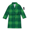 St. Patrick's Day Shamrock Tartan Print Pattern Bathrobe-grizzshop