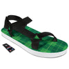 St. Patrick's Day Shamrock Tartan Print Pattern Black Open Toe Sandals-grizzshop