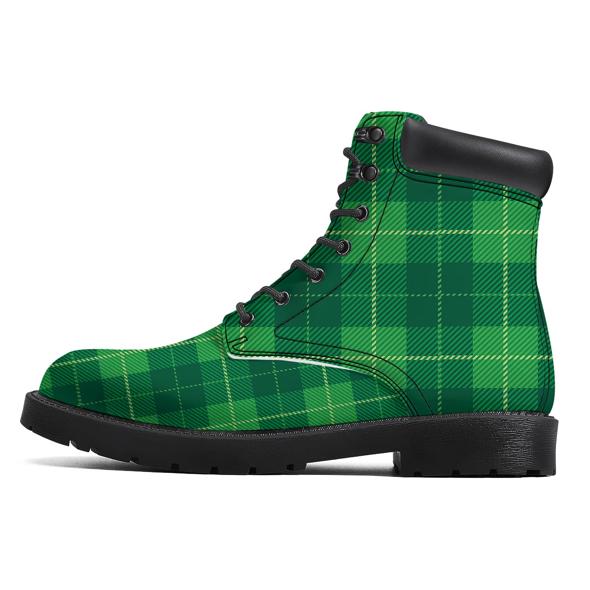 St. Patrick's Day Shamrock Tartan Print Pattern Boots-grizzshop