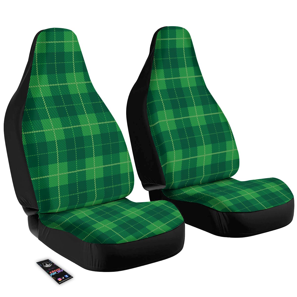 St. Patrick's Day Shamrock Tartan Print Pattern Car Seat Covers-grizzshop