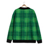 St. Patrick's Day Shamrock Tartan Print Pattern Cardigan-grizzshop