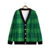 St. Patrick's Day Shamrock Tartan Print Pattern Cardigan-grizzshop