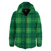 St. Patrick's Day Shamrock Tartan Print Pattern Down Jacket-grizzshop