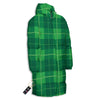 St. Patrick's Day Shamrock Tartan Print Pattern Long Down Jacket-grizzshop