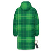 St. Patrick's Day Shamrock Tartan Print Pattern Long Down Jacket-grizzshop