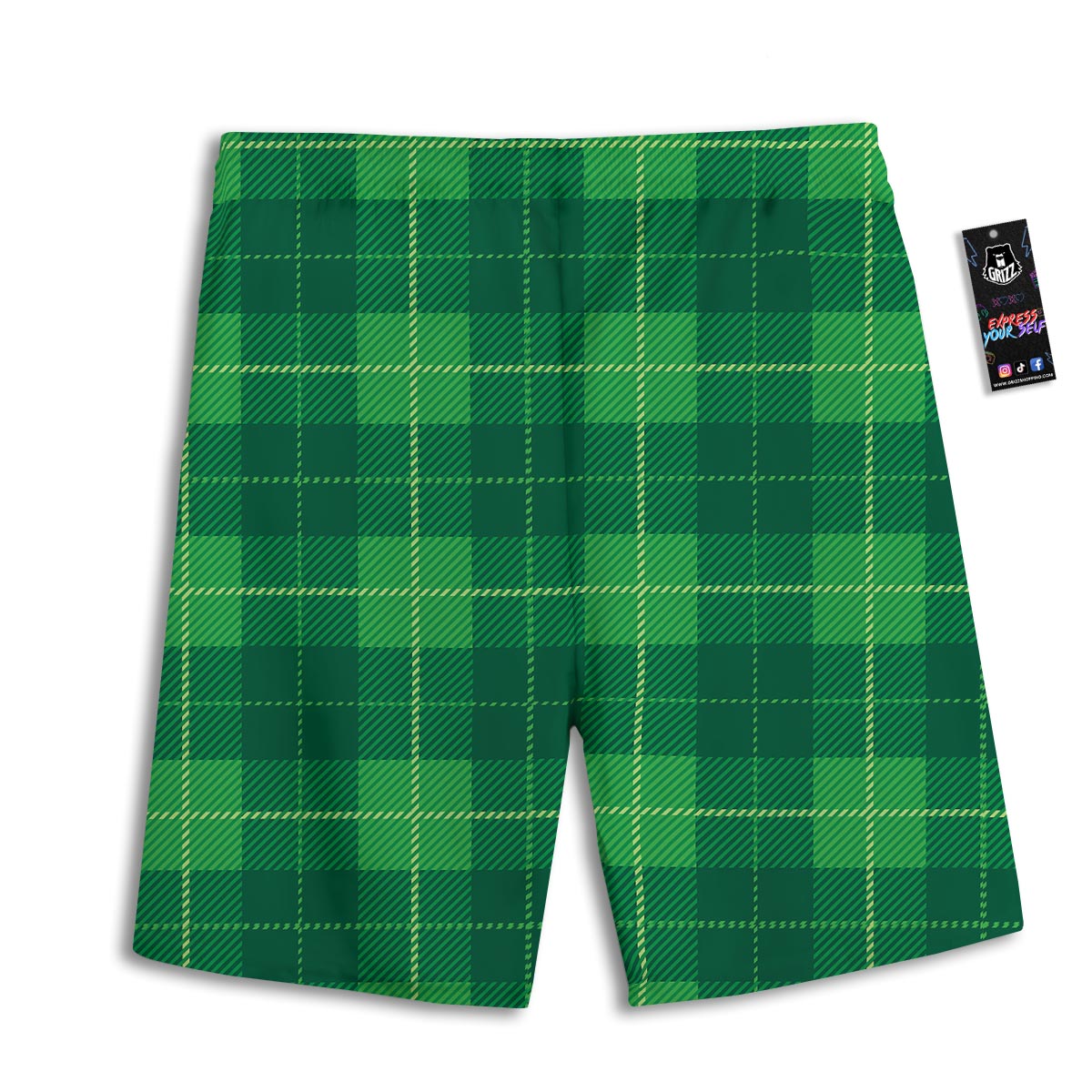 St. Patrick's Day Shamrock Tartan Print Pattern Men's Athletic Shorts