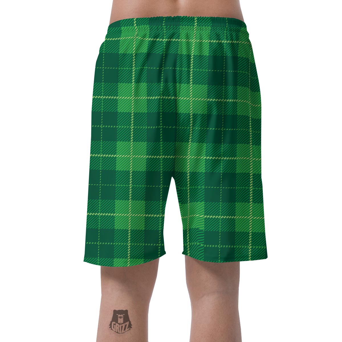 St. Patrick's Day Shamrock Tartan Print Pattern Men's Shorts-grizzshop