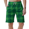 St. Patrick's Day Shamrock Tartan Print Pattern Men's Shorts-grizzshop