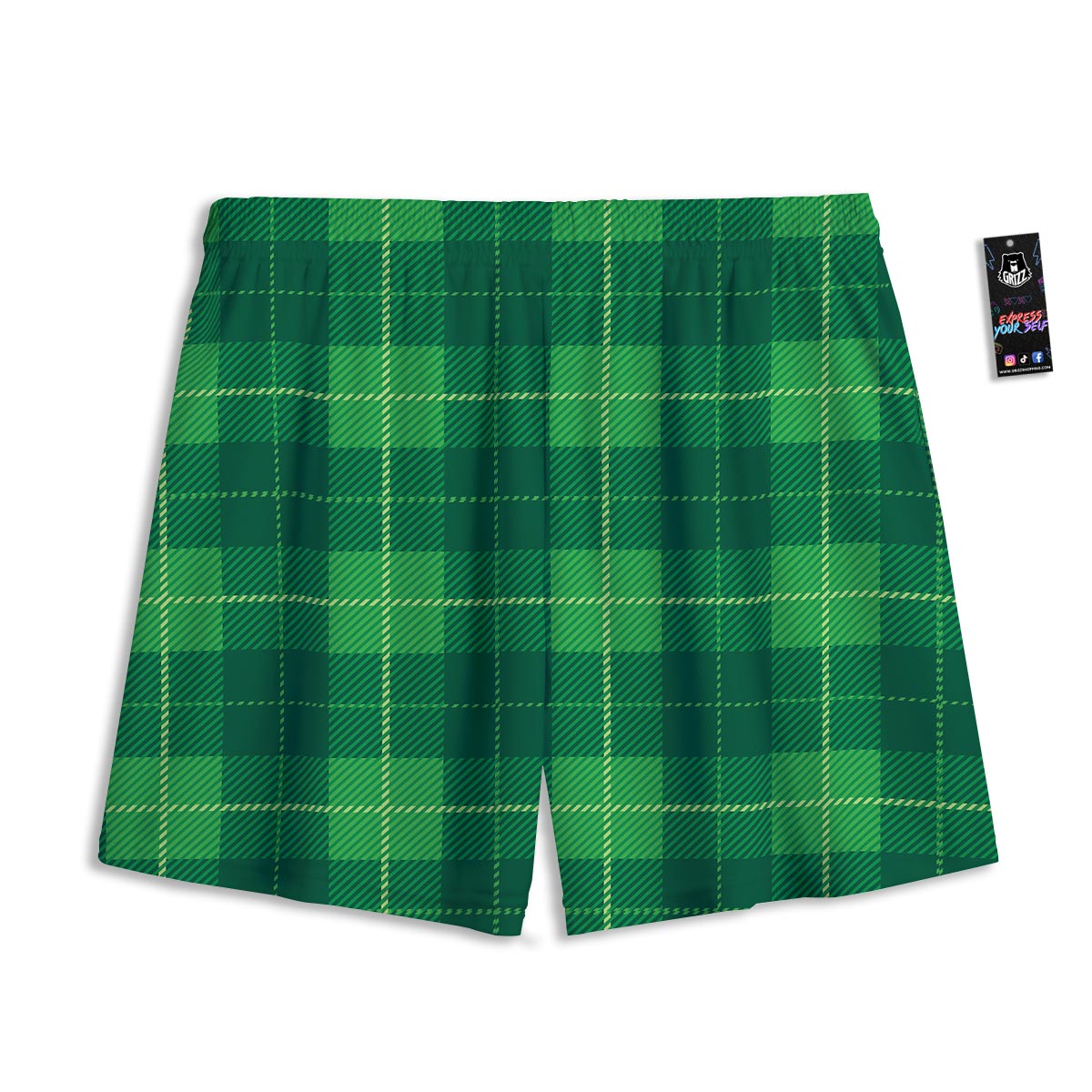 St. Patrick's Day Shamrock Tartan Print Pattern Mesh Shorts