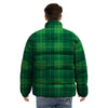 St. Patrick's Day Shamrock Tartan Print Pattern Puffer Jacket-grizzshop